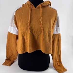 Aeropastale Y2k Cropped Colorblock Hoodie Womens Small Camel Streetwear Vintage